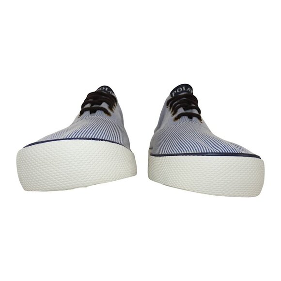 Polo Ralph Lauren Forestmont II Pinstripe Canvas Sneakers Blue White Men’s 12D - Picture 3 of 8